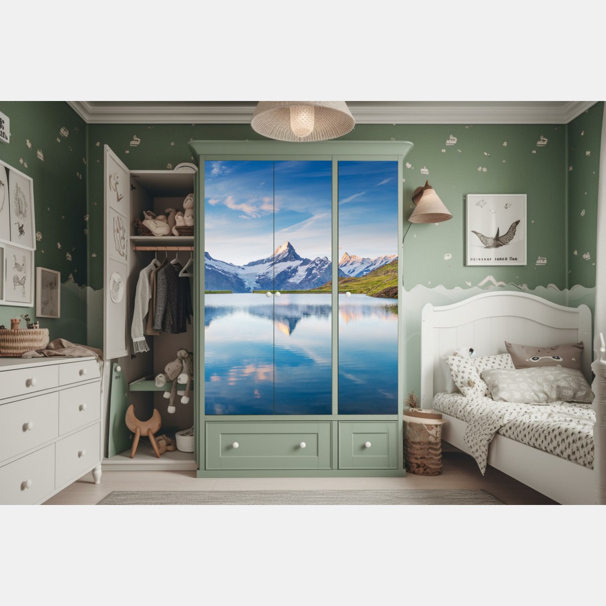 Naklejka na szafę majestatyczne odbicie Alp przy Bachalpsee – Wallissimo® Naklejka na szafę majestatyczne odbicie Alp przy Bachalpsee – Wallissimo®