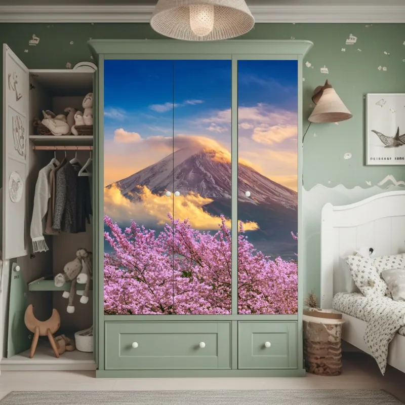 Naklejka na szafę nowoczesna niebieska panorama miejska – Wallissimo®