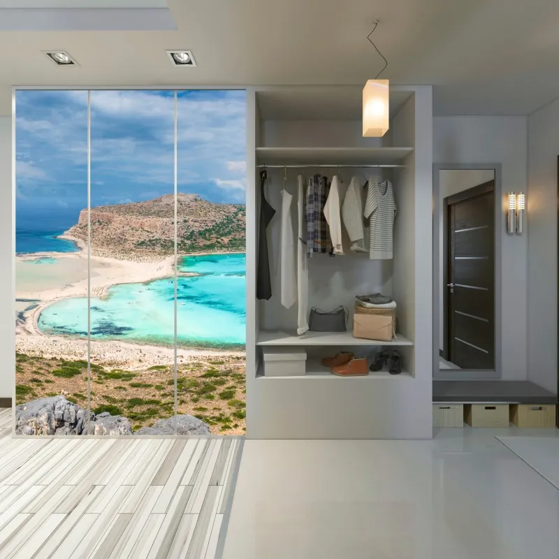 Naklejka na szafę elegancki szary wzór damasceński – Wallissimo®