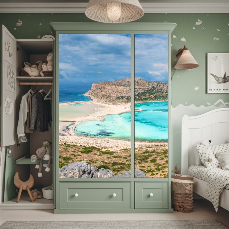 Naklejka na szafę Balos Lagoon, Kreta panoramiczny widok na plażę – Wallissimo® Naklejka na szafę Balos Lagoon, Kreta panoramiczny widok na plażę – Wallissimo®