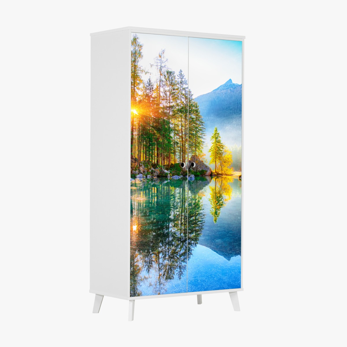Wardrobe sticker Hintersee autumn sunrise over turquoise lake