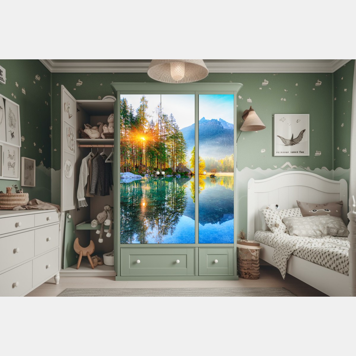 Naklejka na szafę Hintersee jesienny wschód słońca nad turkusowym jeziorem – Wallissimo® Naklejka na szafę Hintersee jesienny wschód słońca nad turkusowym jeziorem – Wallissimo®