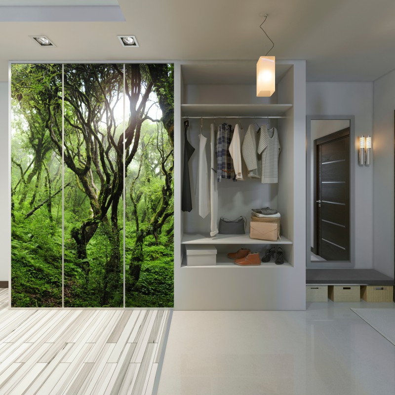 Naklejka na szafę mistyczny zielony las – Wallissimo® Naklejka na szafę mistyczny zielony las – Wallissimo®