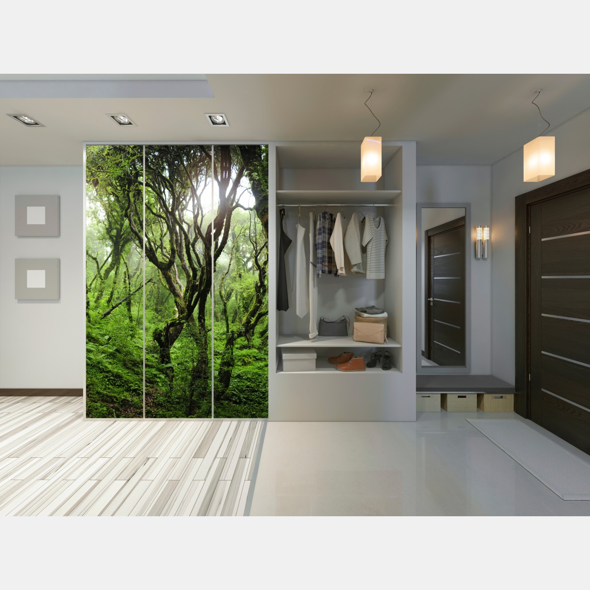 Naklejka na szafę mistyczny zielony las – Wallissimo® Naklejka na szafę mistyczny zielony las – Wallissimo®