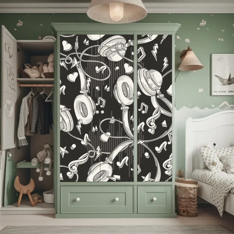 Naklejka na szafę drewniany ażurowy daszek w Chicago – Wallissimo®