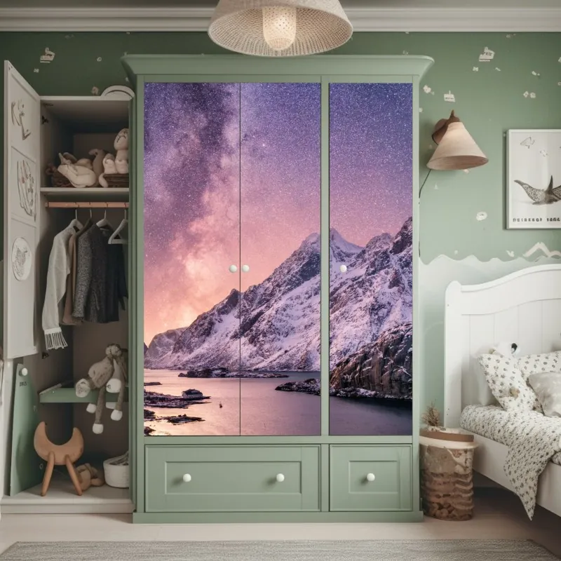 Naklejka na szafę zielona tekstura marmuru – Wallissimo®