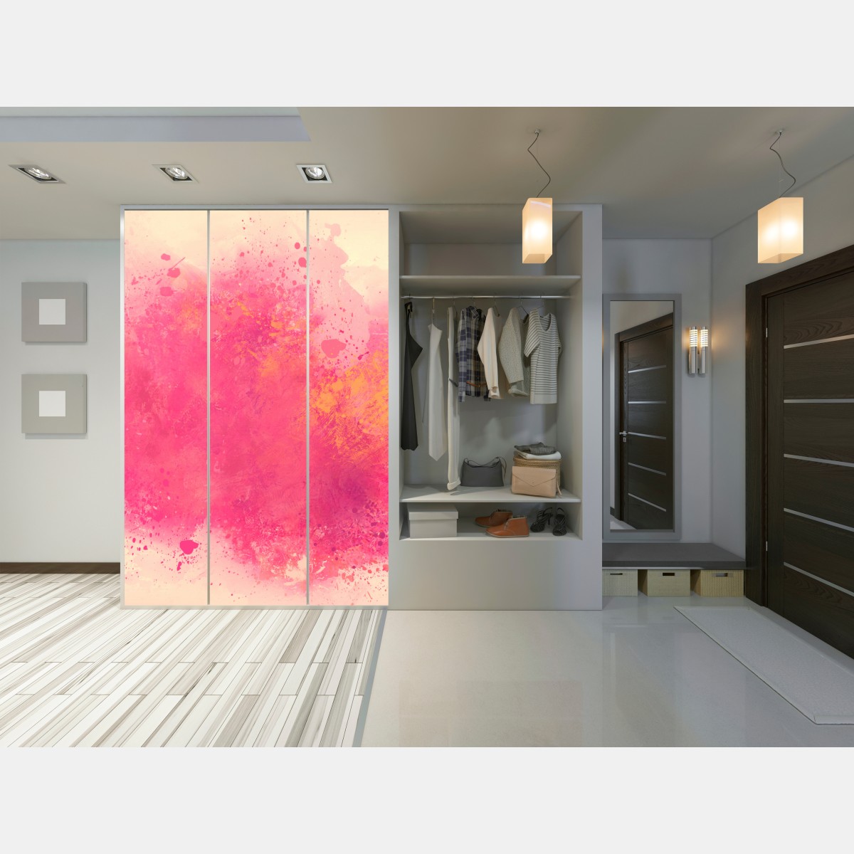 Naklejka na szafę żywa różowa akwarelowa plama – Wallissimo® Naklejka na szafę żywa różowa akwarelowa plama – Wallissimo®