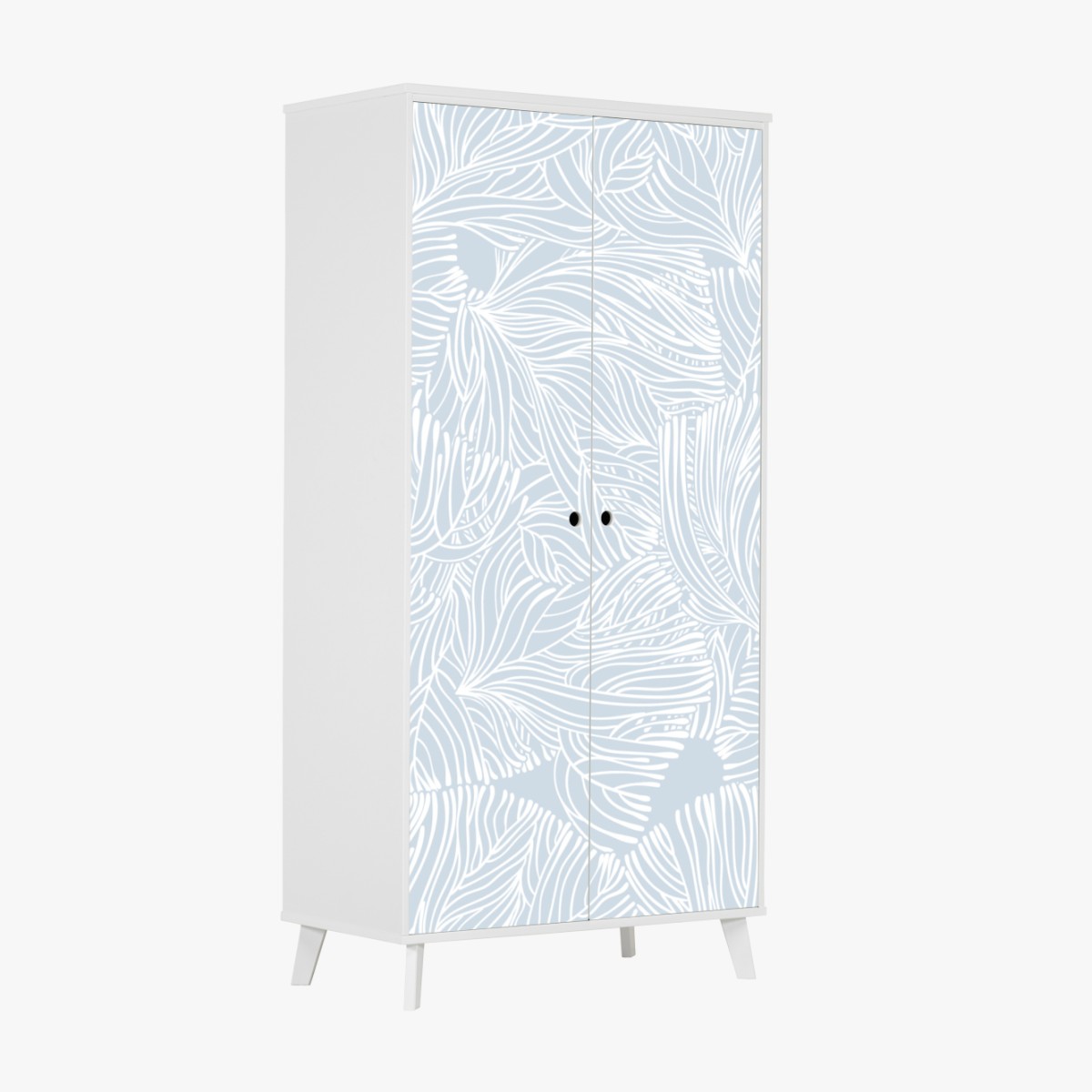 Wardrobe sticker soft blue botanical pattern
