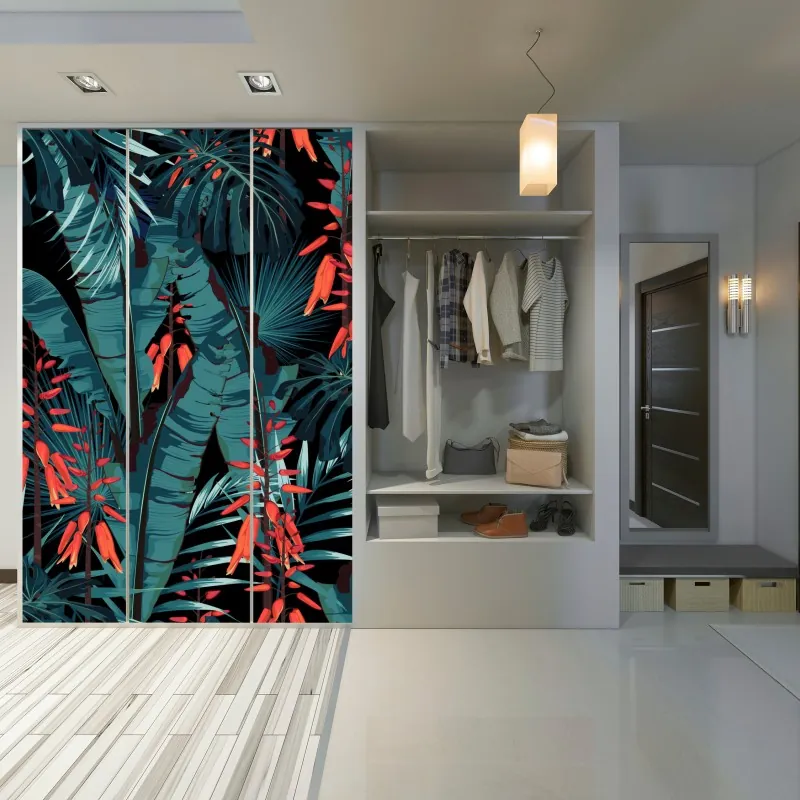 Naklejka na szafę luksusowa niebiesko-złota abstrakcja fluidalna – Wallissimo®