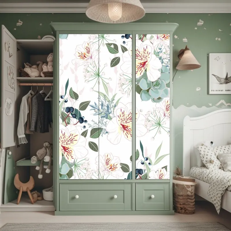 Naklejka na szafę abstrakcyjna stalowa konstrukcja mostu w perspektywie – Wallissimo®