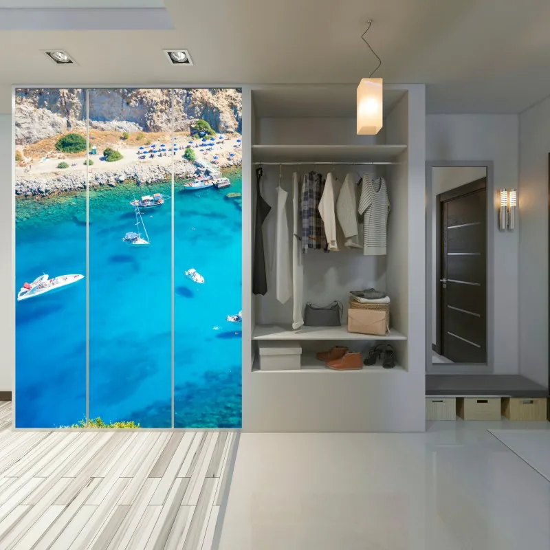 Naklejka na szafę abstrakcyjna stalowa konstrukcja mostu w perspektywie – Wallissimo®