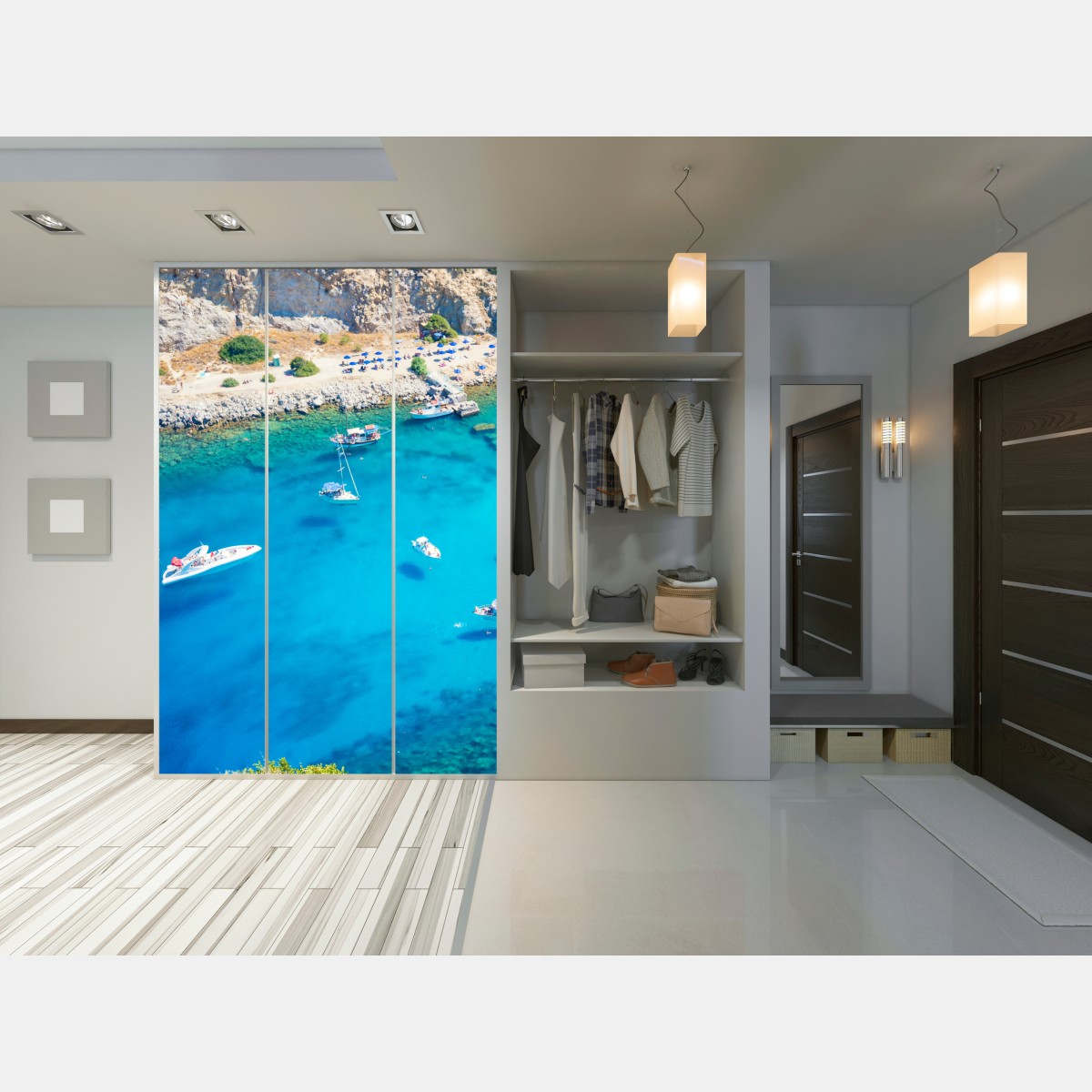 Naklejka na szafę widok z lotu ptaka na zatokę Anthony Quinn, Rodos – Wallissimo® Naklejka na szafę widok z lotu ptaka na zatokę Anthony Quinn, Rodos – Wallissimo®