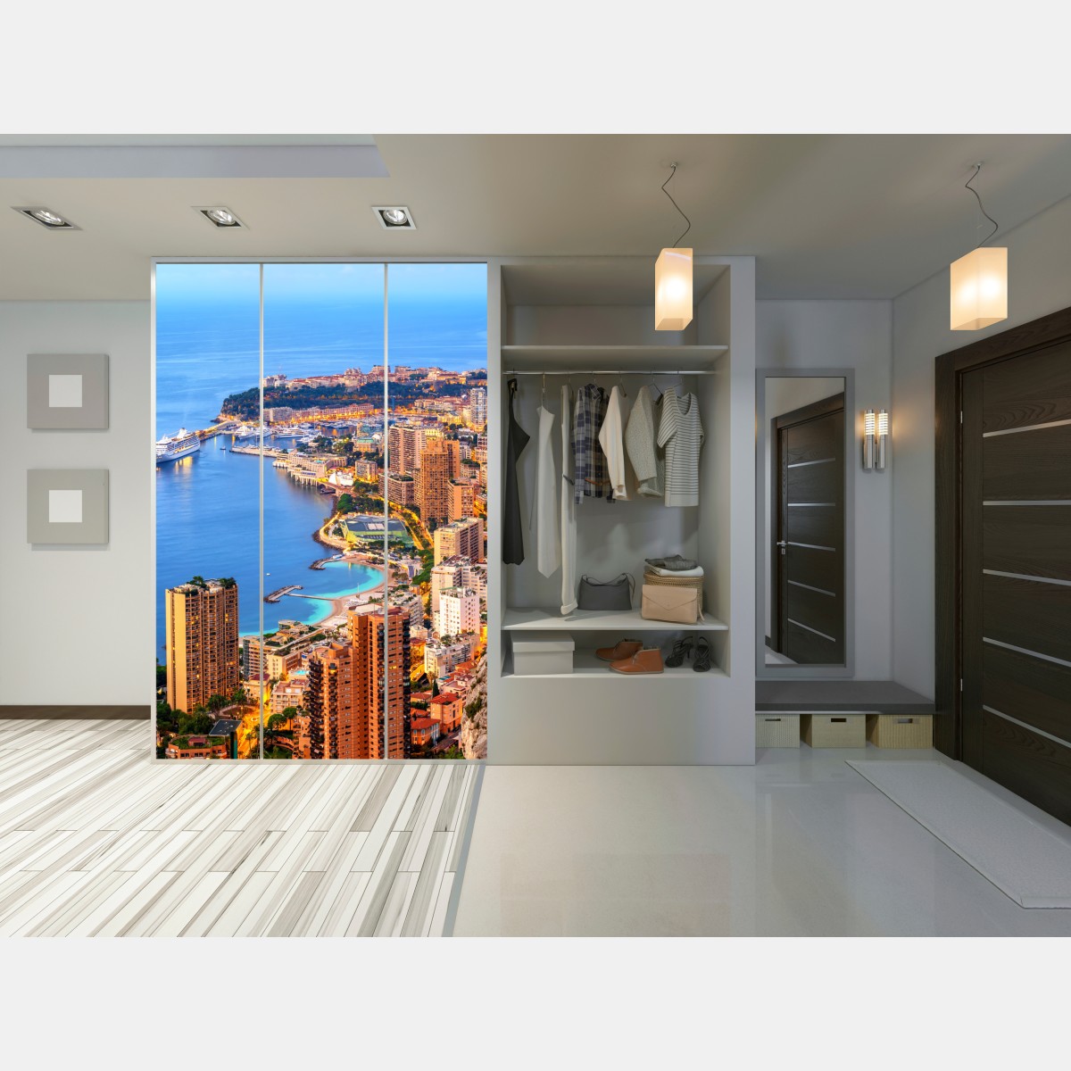 Naklejka na szafę Monako panorama wybrzeża o zmierzchu – Wallissimo® Naklejka na szafę Monako panorama wybrzeża o zmierzchu – Wallissimo®