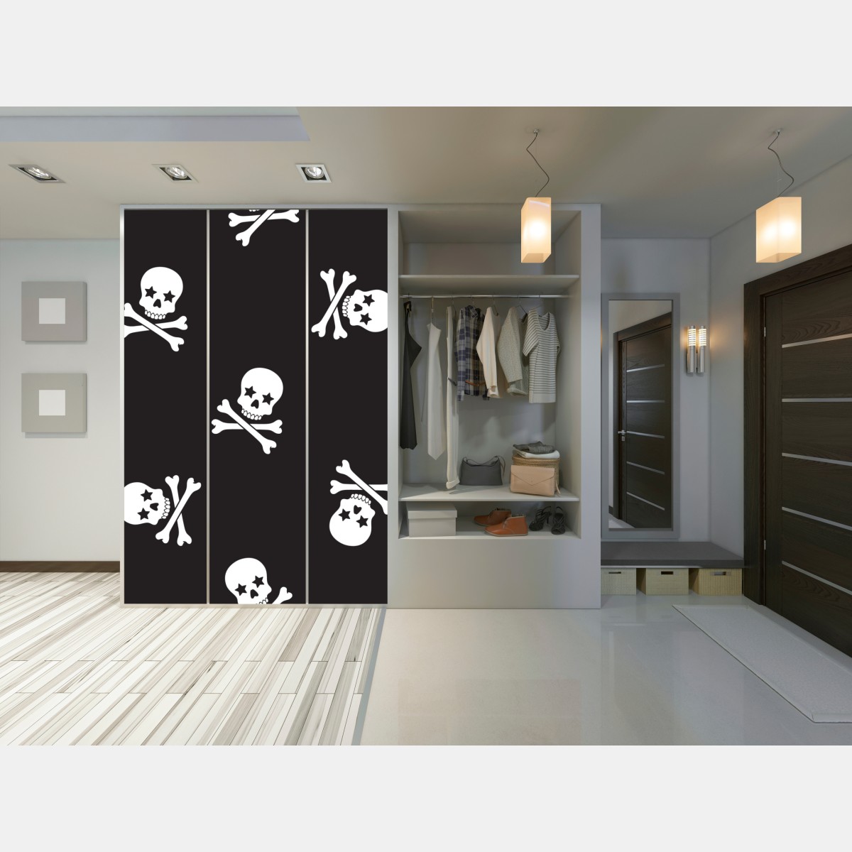 Naklejka na szafę wzór czaszki i skrzyżowanych piszczeli – Wallissimo® Naklejka na szafę wzór czaszki i skrzyżowanych piszczeli – Wallissimo®