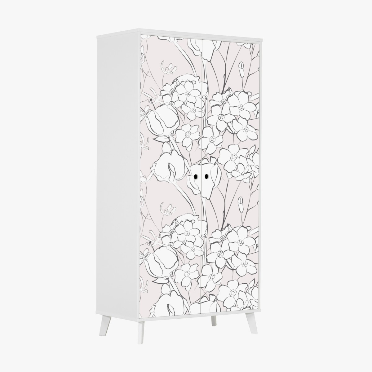 Wardrobe sticker delicate pastel floral design