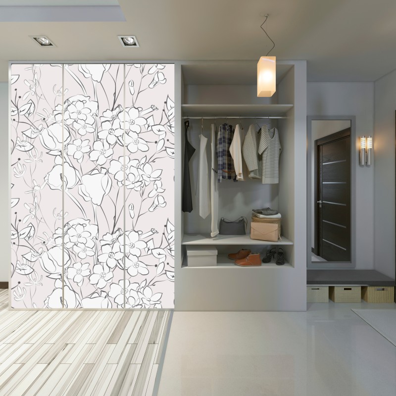 Naklejka na szafę delikatny pastelowy motyw kwiatowy – Wallissimo® Naklejka na szafę delikatny pastelowy motyw kwiatowy – Wallissimo®