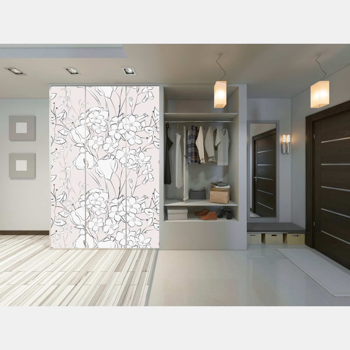 Naklejka na szafę delikatny pastelowy motyw kwiatowy – Wallissimo® Naklejka na szafę delikatny pastelowy motyw kwiatowy – Wallissimo®