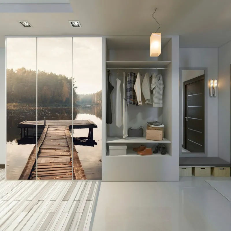 Naklejka na szafę luksusowy złoty wzór kwiatowy na granacie – Wallissimo®