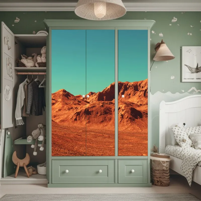 Naklejka na szafę krajobraz marsa — widok planetarny – Wallissimo® Naklejka na szafę krajobraz marsa — widok planetarny – Wallissimo®