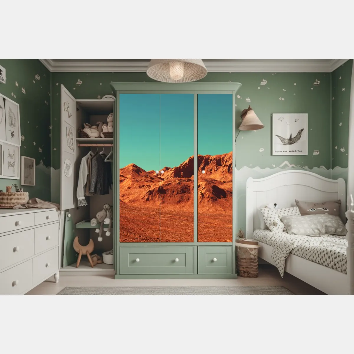 Naklejka na szafę krajobraz marsa — widok planetarny – Wallissimo® Naklejka na szafę krajobraz marsa — widok planetarny – Wallissimo®