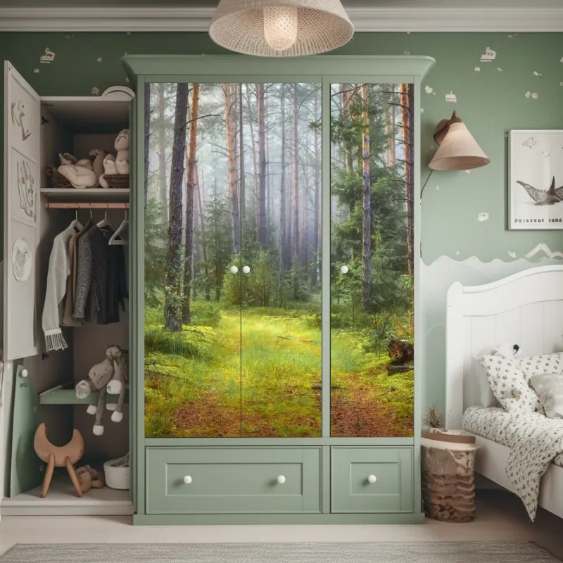 Naklejka na szafę czarno-biały wzór ze spiralami – Wallissimo®