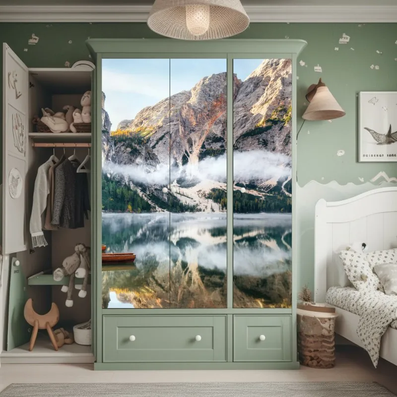 Naklejka na szafę tropikalny wzór hibiskusa i plumerii – Wallissimo®