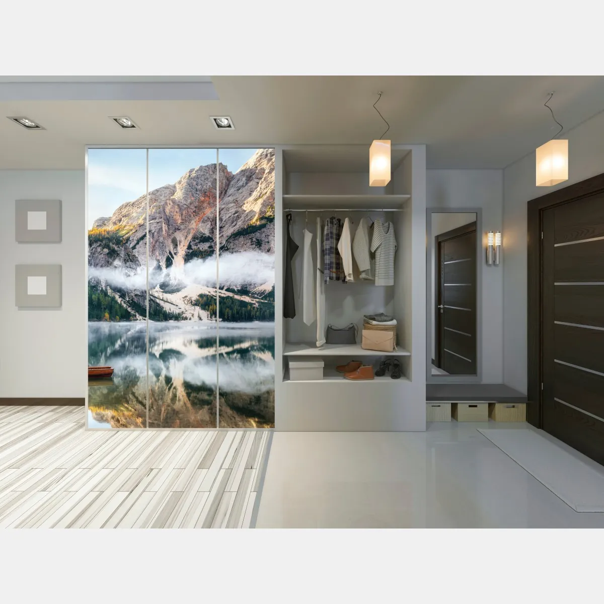 Naklejka na szafę mgła nad alpejskim jeziorem – Wallissimo® Naklejka na szafę mgła nad alpejskim jeziorem – Wallissimo®