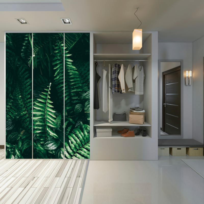 Naklejka na szafę bujne tropikalne liście – Wallissimo® Naklejka na szafę bujne tropikalne liście – Wallissimo®