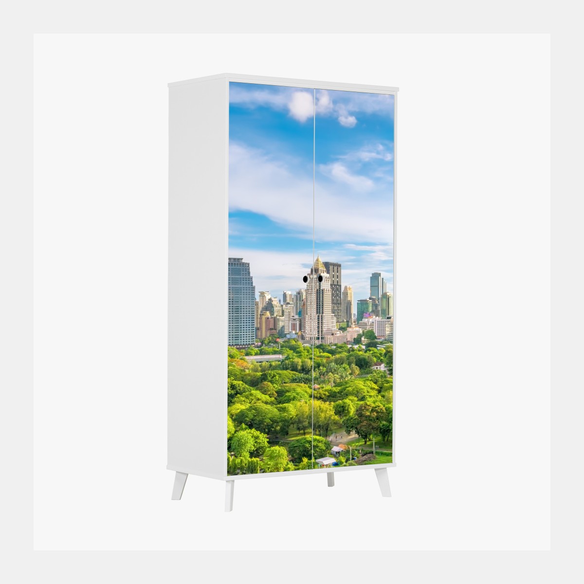 Wardrobe sticker vibrant Bangkok skyline above Lumpini Park