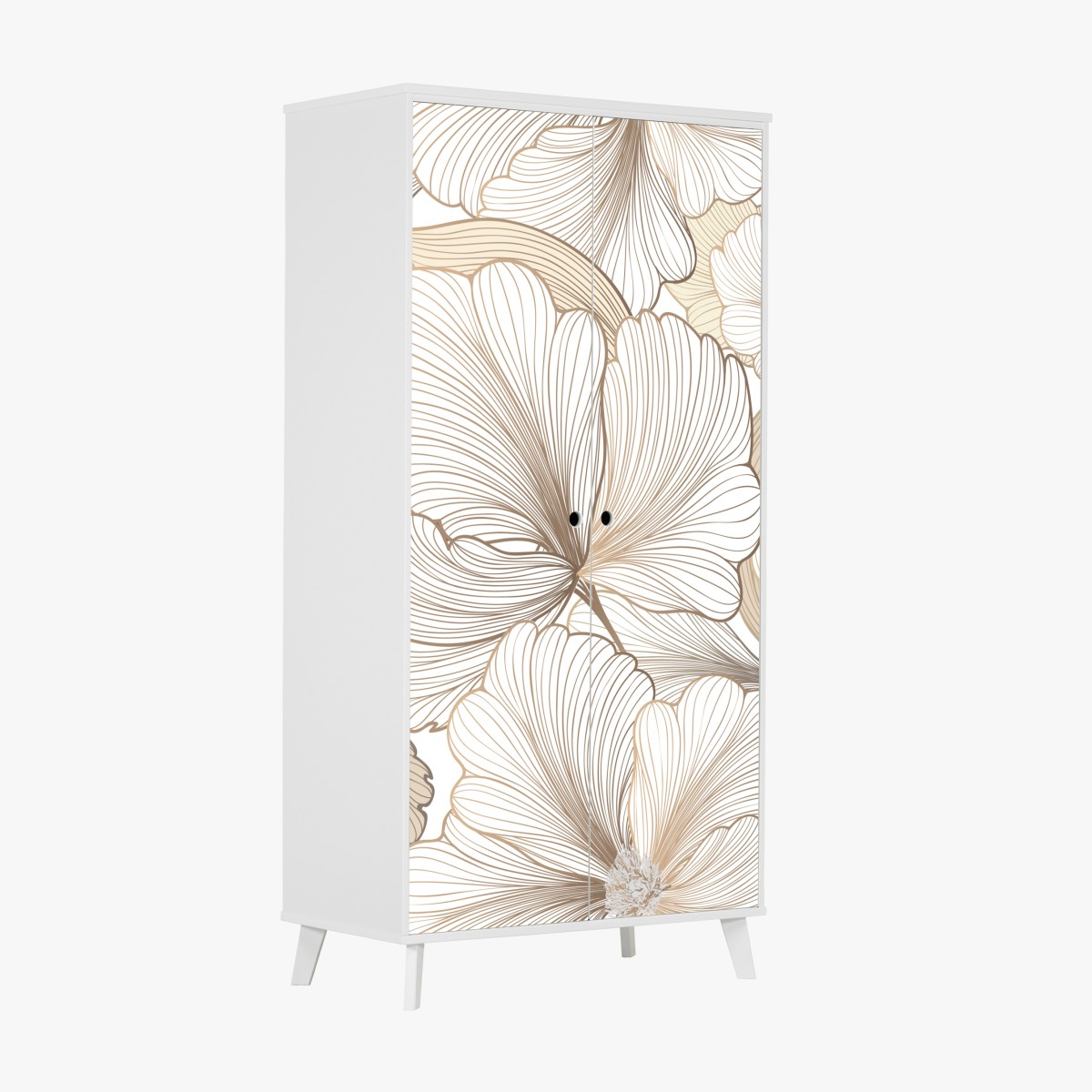 Wardrobe sticker delicate beige floral illustration