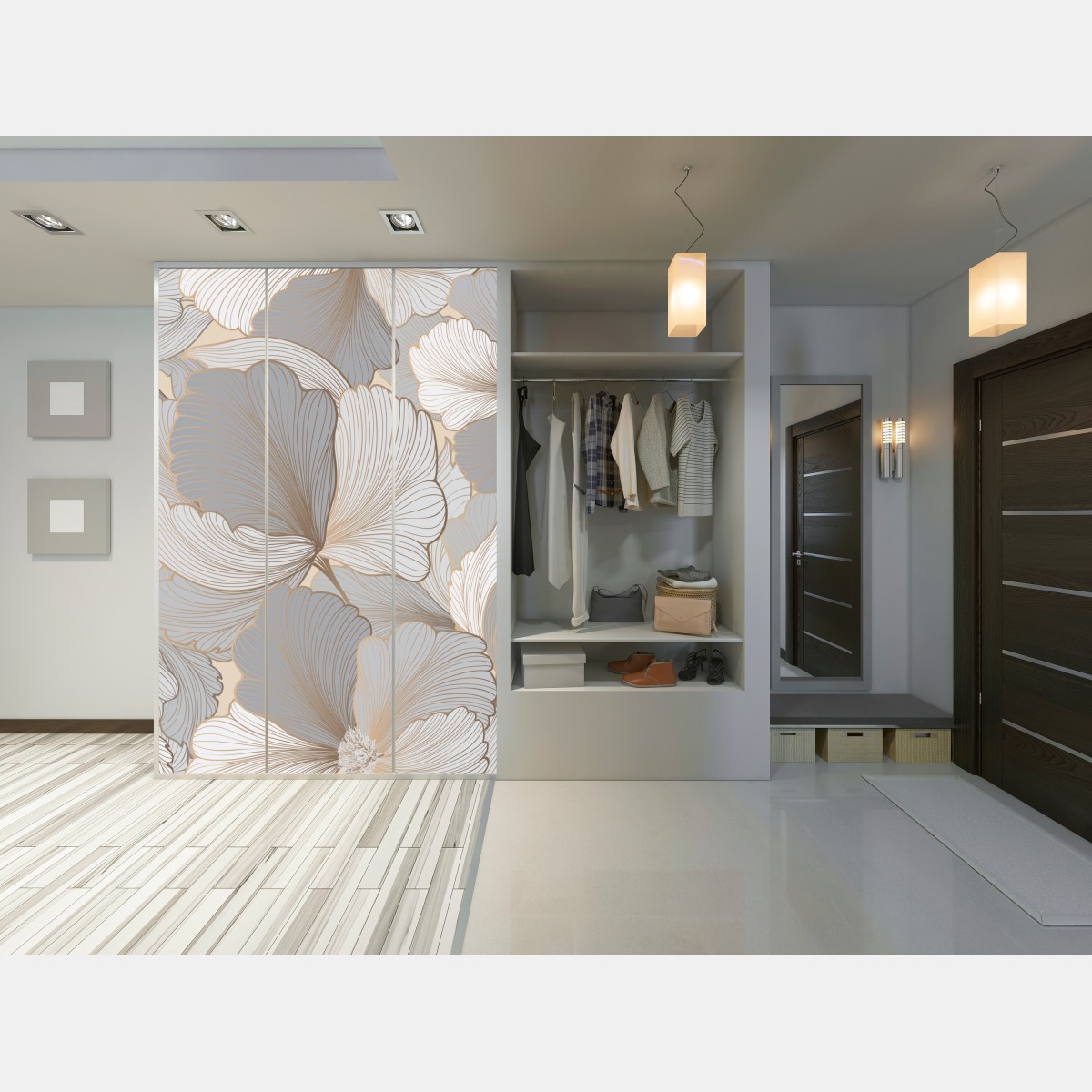 Naklejka na szafę delikatny pastelowy wzór kwiatowy – Wallissimo® Naklejka na szafę delikatny pastelowy wzór kwiatowy – Wallissimo®