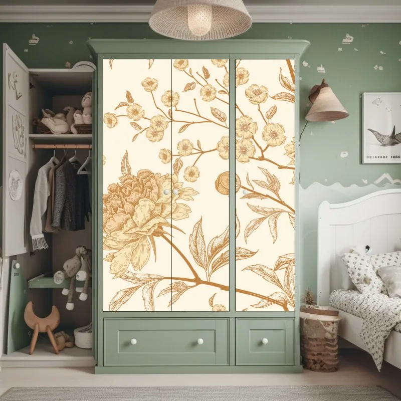 Naklejka na szafę tropikalny zachód słońca z palmami – Wallissimo®