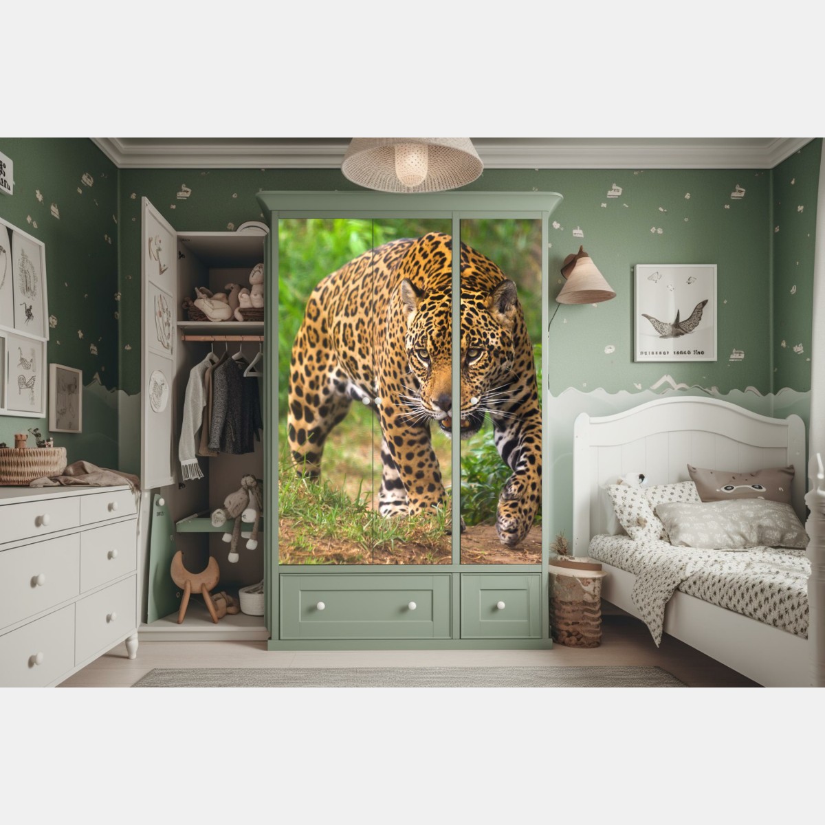 Naklejka na szafę majestatyczny jaguar w naturze – Wallissimo® Naklejka na szafę majestatyczny jaguar w naturze – Wallissimo®