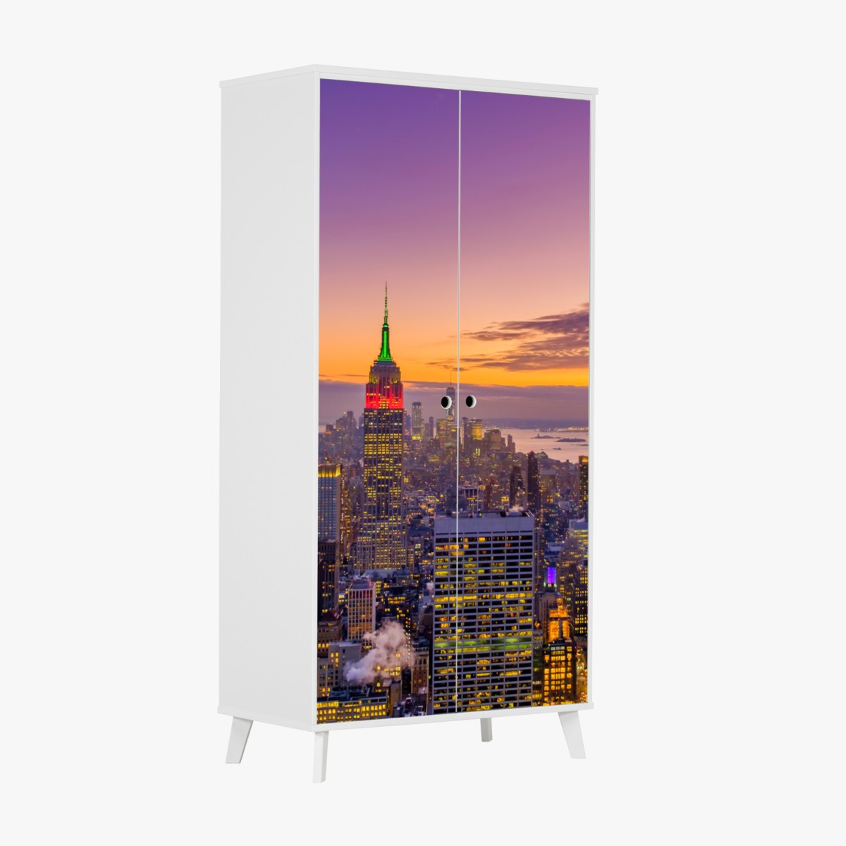Wardrobe sticker vibrant New York skyline at sunset