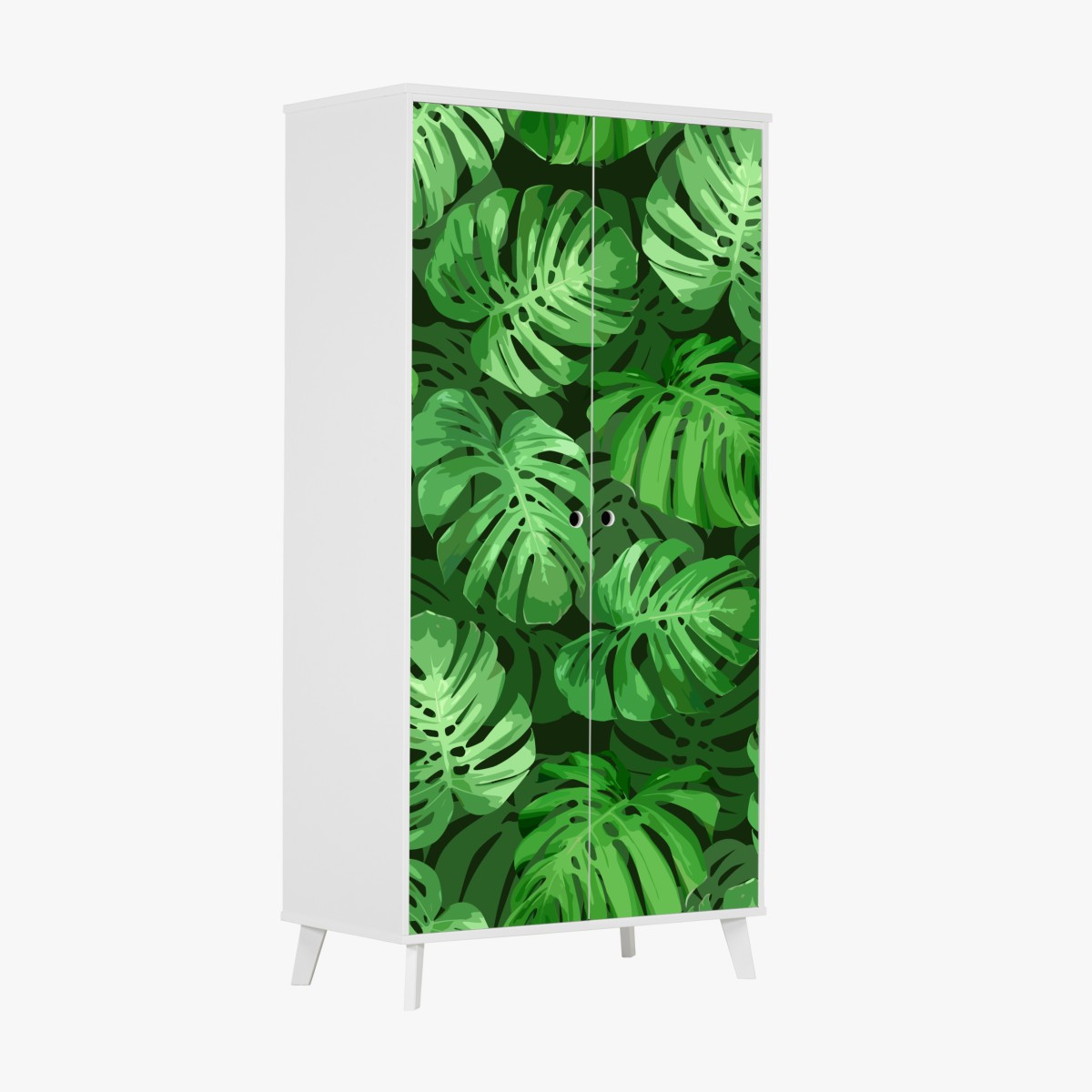 Wardrobe sticker tropical monstera leaf pattern