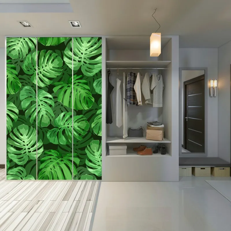 Naklejka na szafę luksusowy złoty wzór kwiatowy na granacie – Wallissimo®