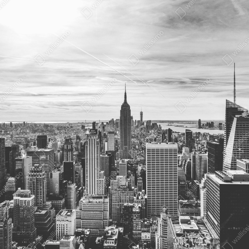 Naklejka na szafę panorama Nowego Jorku w odcieniach szarości – Wallissimo® Naklejka na szafę panorama Nowego Jorku w odcieniach szarości – Wallissimo®