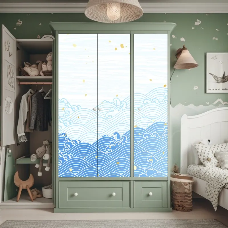 Naklejka na szafę złote pole pod szerokim błękitnym niebem – Wallissimo®