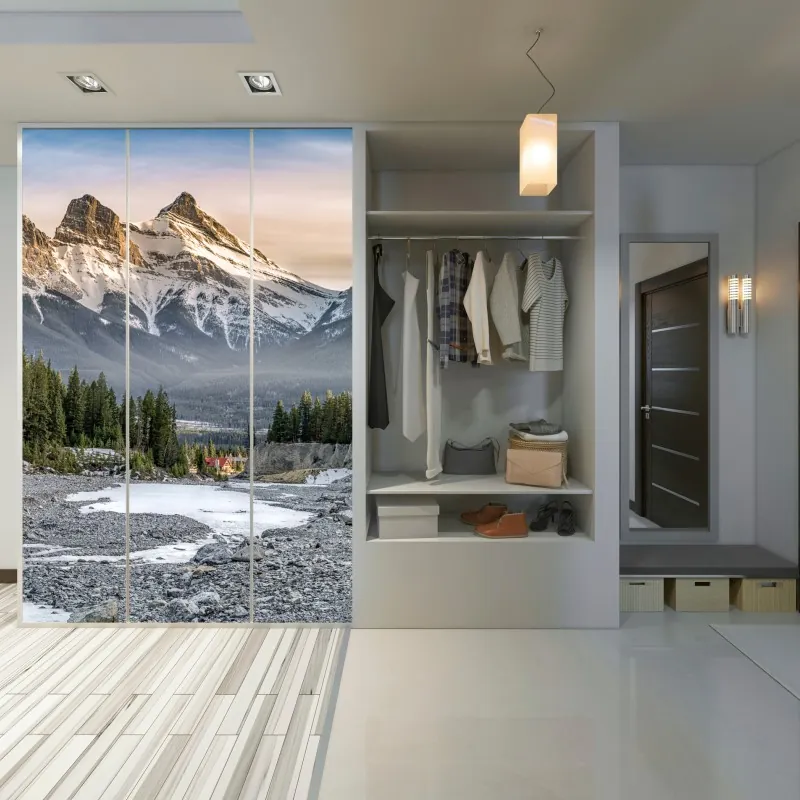 Naklejka na szafę minimalna niebieska wstęga geometryczna – Wallissimo®