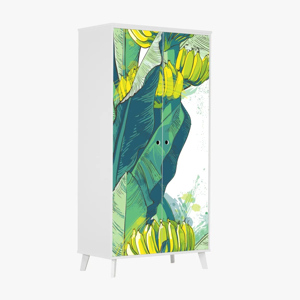 Naklejka na szafę tropikalna ilustracja liści bananowca – Wallissimo® Naklejka na szafę tropikalna ilustracja liści bananowca – Wallissimo®