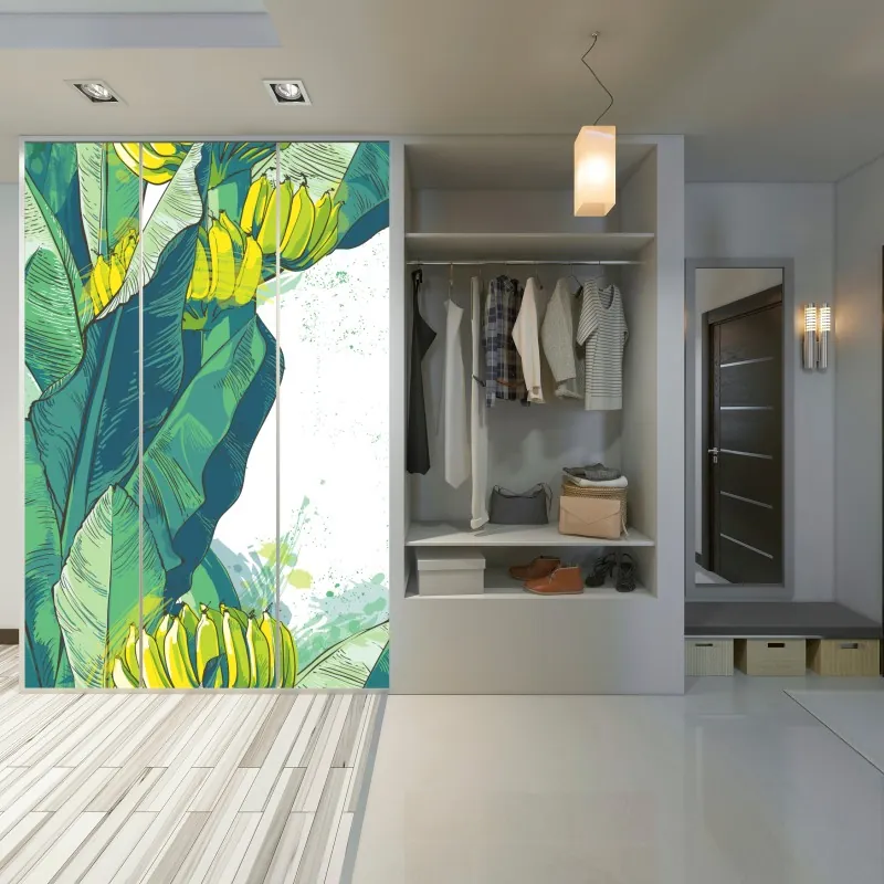 Naklejka na szafę luksusowy złoty wzór kwiatowy na granacie – Wallissimo®