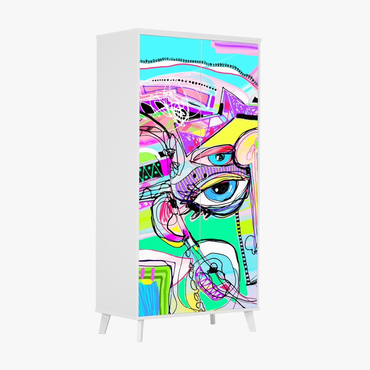 Wardrobe sticker vibrant abstract face portrait