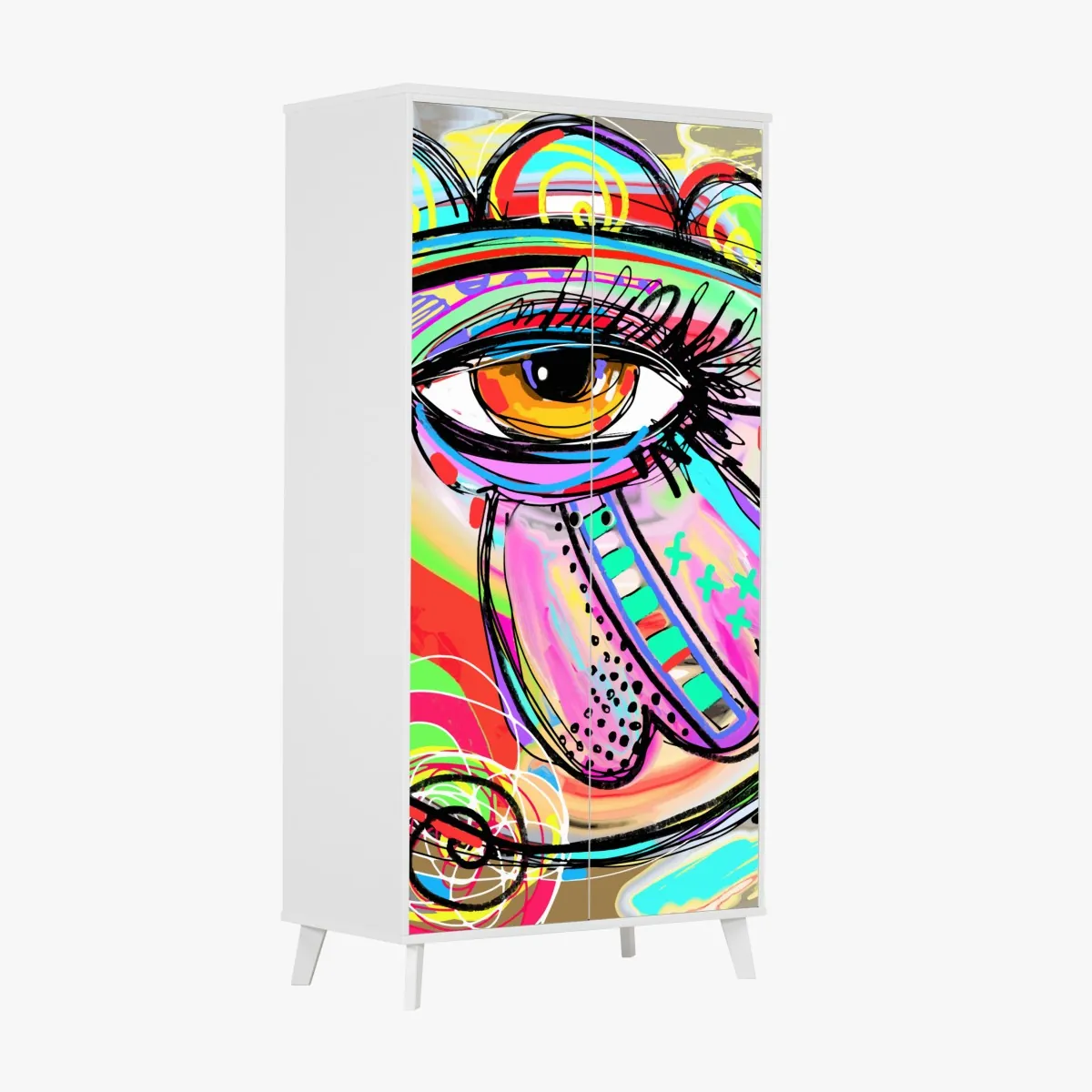 Naklejka na szafę żywe abstrakcyjne oko w stylu pop art – Wallissimo® Naklejka na szafę żywe abstrakcyjne oko w stylu pop art – Wallissimo®