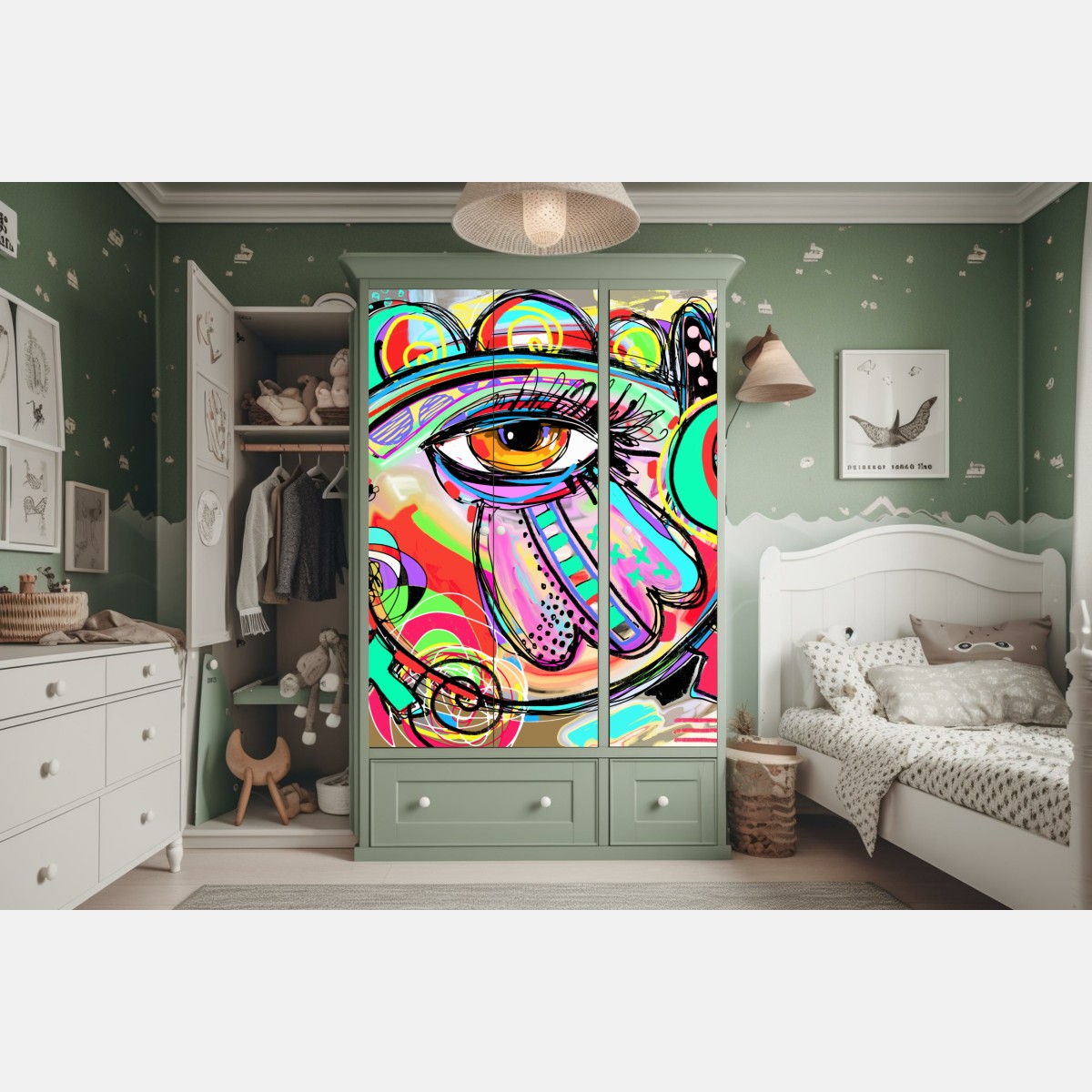 Naklejka na szafę żywe abstrakcyjne oko w stylu pop art – Wallissimo® Naklejka na szafę żywe abstrakcyjne oko w stylu pop art – Wallissimo®