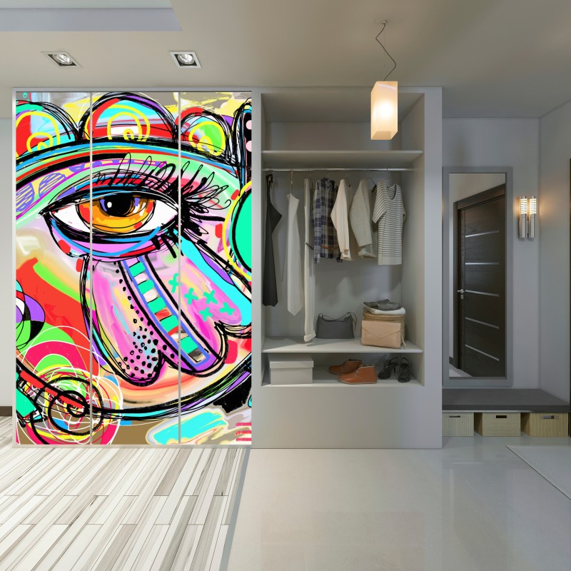 Naklejka na szafę żywe abstrakcyjne oko w stylu pop art – Wallissimo® Naklejka na szafę żywe abstrakcyjne oko w stylu pop art – Wallissimo®