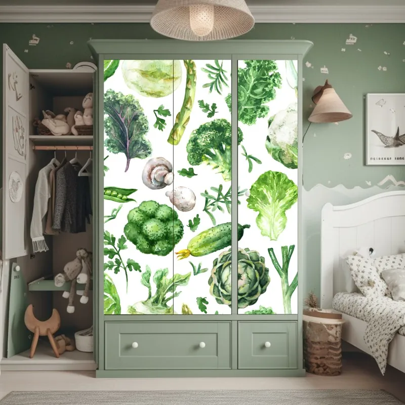 Naklejka na szafę różowy akwarelowy motyw botaniczny – Wallissimo®