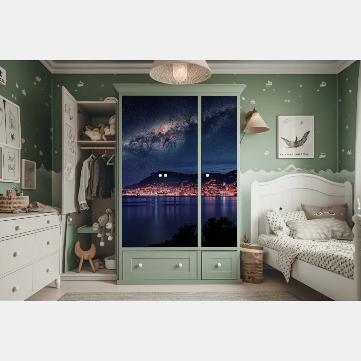 Naklejka na szafę nocna zatoka pod rozgwieżdżonym niebem – Wallissimo® Naklejka na szafę nocna zatoka pod rozgwieżdżonym niebem – Wallissimo®
