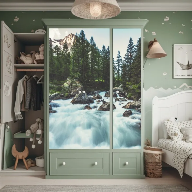 Naklejka na szafę spokojna zimowa panorama Alp – Wallissimo®