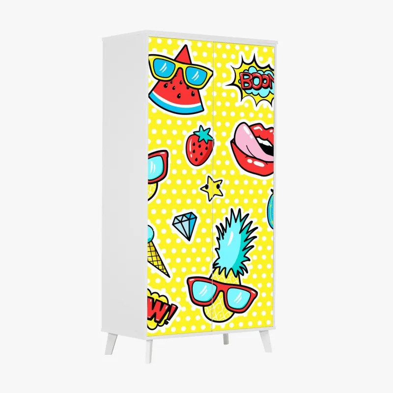 Naklejka na szafę elegancki szary wzór damasceński – Wallissimo®