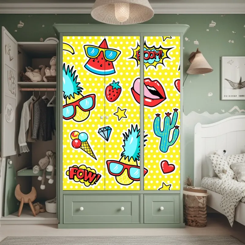 Naklejka na szafę elegancki szary wzór damasceński – Wallissimo®